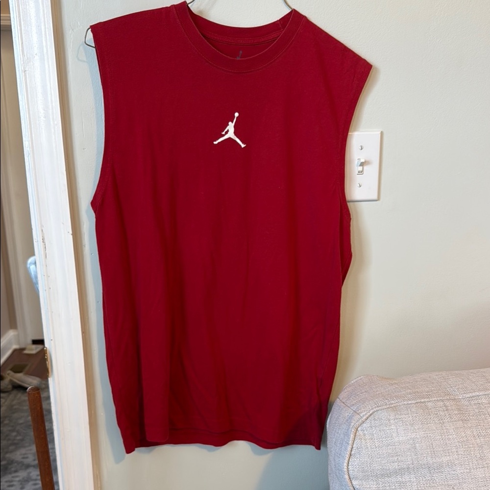Jordan Red Sleeveless T-shirt with White Logo